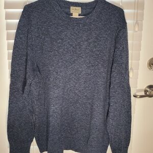 L.L. Bean Men's Pullover Sweater Size L Blue Crew Neck Long Sleeve Cotton Knit